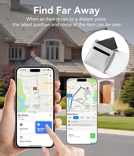 Ultrbeka Ultra-Thin Air Tag Wallet Tracker Card 0.07in IP68 Waterproof Bluetooth Tracker for Wallets, Passport, Work with Apple Find My, Wireless Charging, Card Locator [Apple MFi Certified] iOS Only thumbnail 7