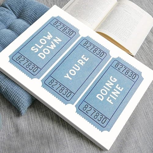 Retro Inspirational Quotes Poster Trendy Blue Daily Affirmation Wall Art Preppy Slow Down You’re Doing Fine Canvas Prints Ticket Aesthetic for Living Room Classroom Bedroom Home Decor 12x16in Framed thumbnail 2