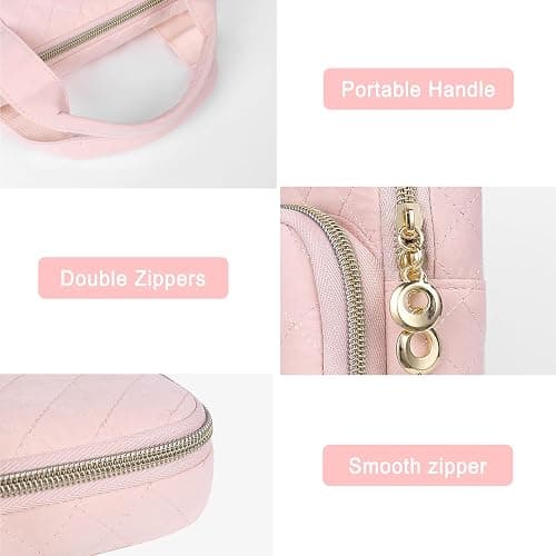 MOSISO 360 Protective Laptop Case 14 inch, 14 inch Laptop Sleeve | Compatible with HP Lenovo Dell ASUS Acer, HP Stream, Dell Latitude,Square Quilted Bag with 2 Pockets&Handle&Belt, Chalk Pink thumbnail 5