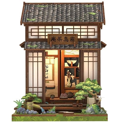 Cutefun Book Nook Kit - DIY Miniature House Kit for Adults, Teens and Beginners, Japanese Tea Room Booknook Tiny House Bookshelf Decor 3D Wooden Puzzles, Gifts for Friends and Family (Tea House) - Image 1