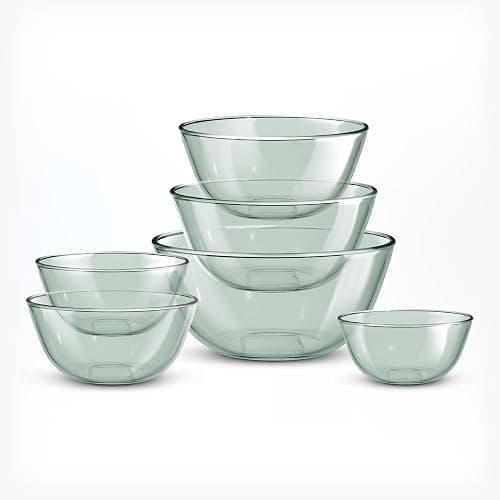 COOK WITH COLOR 12 Pc Glass Mixing Bowl Set with Lids – Borosilicate Glass Nesting Bowls for Cooking, Baking and Meal Prep, Colored Green thumbnail 7