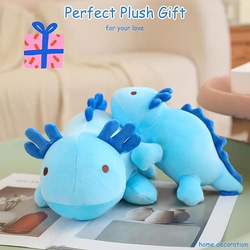 SQEQE Weighted Axolotl Plush Toy, Blue Axolotl Stuffed Animals Cute Plush Pillow, Kawaii Weighted Stuffed Animals Gifts for Girls & Boys Blue 23.6 Inch, 3.1 Lbs thumbnail 7