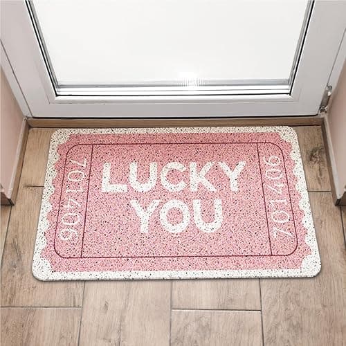 WARDOS Preppy Pink Door Mat, Lucky You Trendy Pink Doormat for Front Door Indoor Outdoor Entrance Porch, Retro Funky Y2K Preppy Welcome Mat for Girls Dorm Apartment Bathroom, 17x30 Inches thumbnail 4