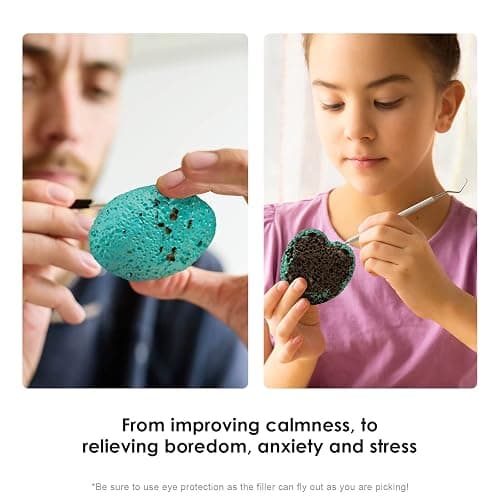 Pick Stone for Anxiety Relief, Pick Peel Calming Stone, Reduce Stress Fidget Picky Stone kit with Display Stand for Dermatillomania, ADHD, OCD thumbnail 5