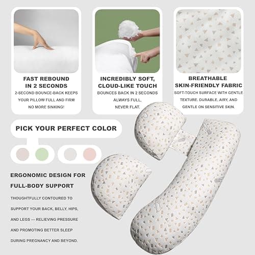 YZCCtixi Pregnancy Pillow - Full Body Maternity Support for Back & Hips, Soft Sleeping Pillow with Removable Cover, Comfort for Side Sleepers and Pregnancy thumbnail 3