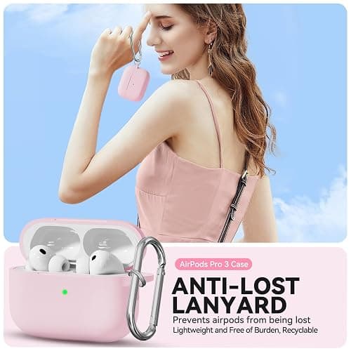 TNSNK for AirPods Pro 3 Case 2025, Soft Silicone Case Compatible with Apple Airpods Pro 3rd Generation Cover with Cleaner & Keychain for Women Men Girly, Anti-Scratch,Drop Protection, Pink thumbnail 7