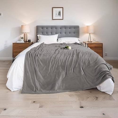Electric Heated Blanket Full Size 72"x84" - 4 Heat Settings, 10H Auto Shut Off, Soft Coral Fleece & Sherpa Fabric, Machine Washable, Light Gray - Image 1