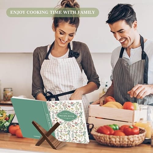Lanpn Blank Recipe Book Cookbook for 70 Recipes, A5 Waterproof Empty Recipe Notebook to Organize Your Family Recipes, Leather Cooking Journal with Stickers to Write in Your Own Recipes, Green thumbnail 6
