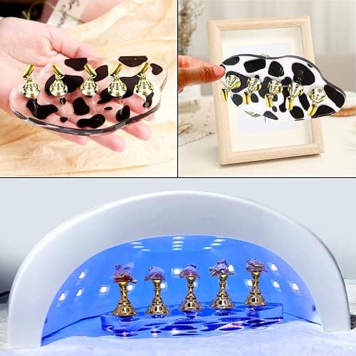 2Set Acrylic Nail Stands for Press on Nail Kit Nail Holder for Painting Nails Golden Alloy Nail Holder Magnetic Nail Display Practice Stand False Nail Tip Stand Nail Art Tool DIY for Homes and Salons thumbnail 2
