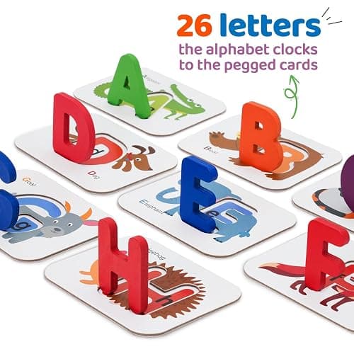 LiKee Alphabet Flash Cards Wooden Letter Puzzle ABC Sight Words Matching Games Counting Board Preschool Educational Montessori Toys for Toddlers Boys Girls 3+ Years (36 Cards& 37 Wood Pieces) thumbnail 4