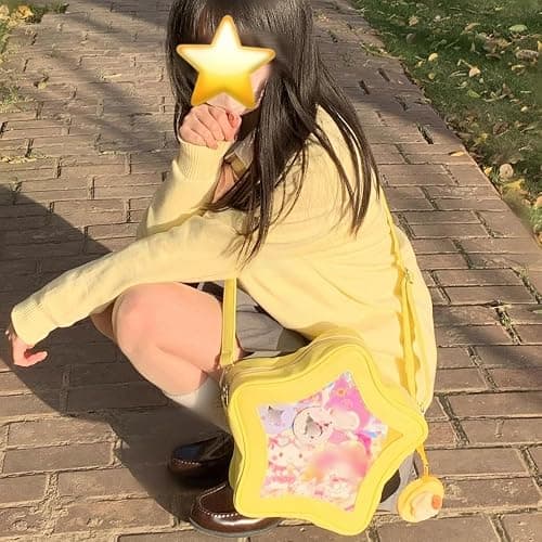Vobomo Star Shape Ita Bag Pins Display Crossbody Bag PU Leather Backpack Y2k Aesthetic Cute Handbag (Yellow) thumbnail 3