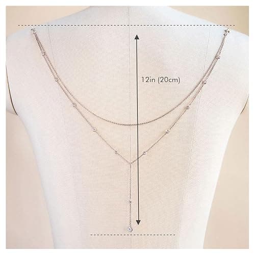 Simple Rhinestone Layered Back Chain Body Jewelry for Women Sexy Backless Rhinestone Crystal Necklace Bridal Wedding Backdrop Dress Accessories Jewelry thumbnail 2