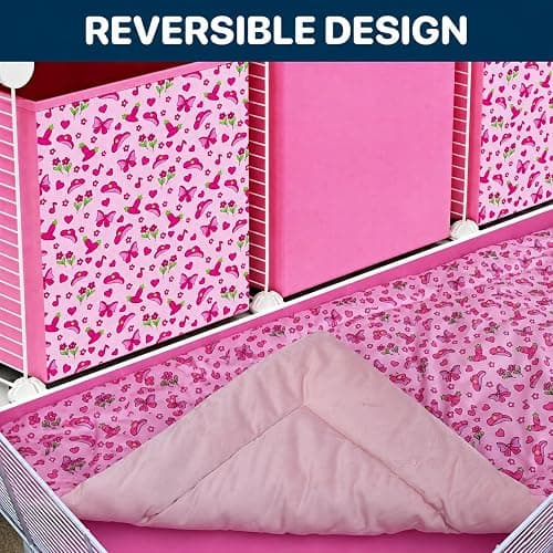 TINY ROYALS 32 Panels 2x4 Pink C&C Cage for Guinea Pigs with Stand 56x28 in Space-Saving 5mm Waterproof coroplast Washable Fleece Liner and 4 Storage Boxes Small Animal Playpen Bunny Cage Hedgehog thumbnail 8