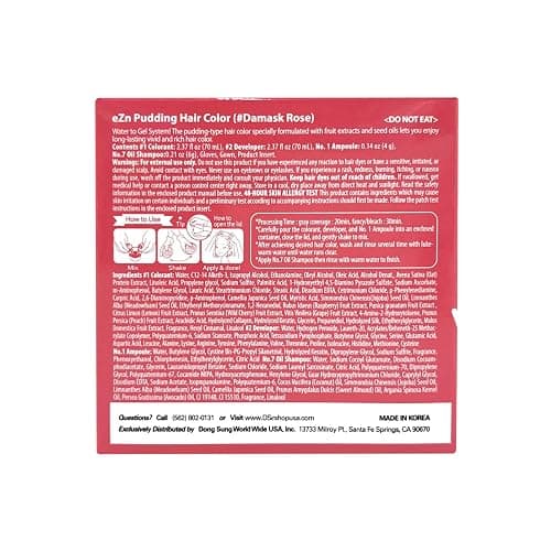 eZn Pudding Hair Dye, Ammonia-Free, Semi-Permanent DIY Korean Hair Dye Color with Keratin, Odorless Gentle for Sensitive Skin No Skin Irritation (Damask Rose) thumbnail 2