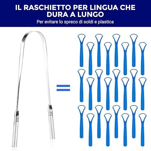 Pulisci lingua in acciaio inox | Raschietto lingua | Contro l’alito cattivo e per una corretta pulizia della lingua | Spazzolino per lingua | ORAVIX thumbnail 4