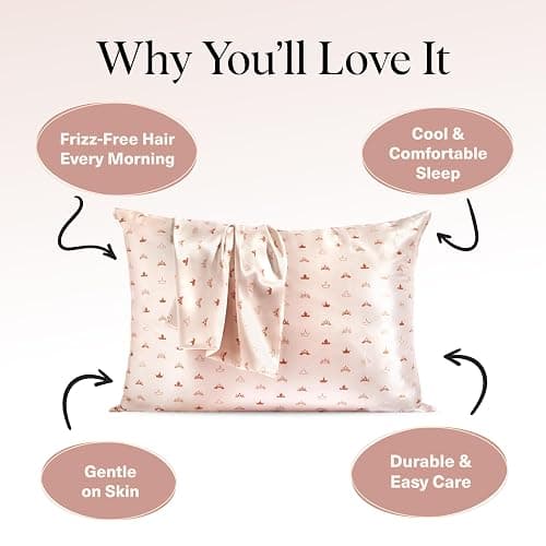 Kitsch & Disney Desert Crown Satin Pillowcase with Zipper – Soft Cooling, Better Than Silk Pillowcase, Disney Design for Kids Rooms & Toddler Bed Time Pillow Case – Queen/Standard 19x26 thumbnail 5