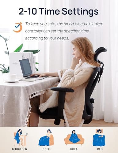 Westinghouse Wearable Heated Throw Blanket, Electric Heated Wrap Poncho Shawl with Pockets, 6 Heating Levels & 2 to 10 Hours Time Settings, 50 x 60 Inch, Beige thumbnail 5
