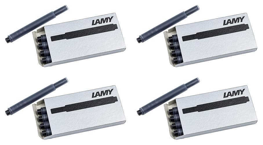 Set di 4 cartucce d'inchiostro LAMY T10 con grande capacità d'inchiostro - adatte a tutti i modelli di penne stilogr. Lamy - 1,25 ml per cartuccia - 5 pezzi per confezione - Colore inchiostro nero - Image 1