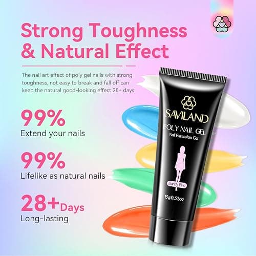 SAVILAND Poly Gel Nail Colors - 20 Colors Nail Extension Gel Kit Bright Rainbow Pink Purple Blue Color Collection Poly Gel Nail Kit for Daily Nail Art DIY Nail Salon Gift for Girls thumbnail 5