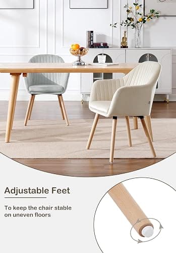 WOLTU Dining Chair, Bedroom Chair, Upholstered, with Arms, Backrest, Solid Wood Legs, Tub Armchair, Cream thumbnail 8