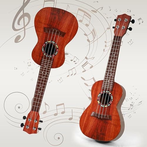Raimy Kids Guitar Ukulele - 21in Ukulele Guitar Toys for Kids Ages 3 4 5 6 7+ Year Old Boys Girls Simulated Sound Quality Music Instruments Learning Education (Brown) thumbnail 2