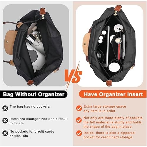 Organizer für Longchamp Tasche,Taschen Organizer für Longchamp L,Organizer für Longchamp Pliage L,Purse Organizer, Multi-Pocket Felt Handbag Organizer for Insert Wallet Organizer for Longchamp thumbnail 6
