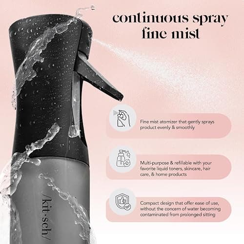 Kitsch Continuous Spray Bottle for Hair – Fine Mist Water Mister & Water Spray Bottle – Recycled Hair Spray Bottle – Spray Bottles for Cleaning, Styling, Plants & More – Black, 150ml thumbnail 4