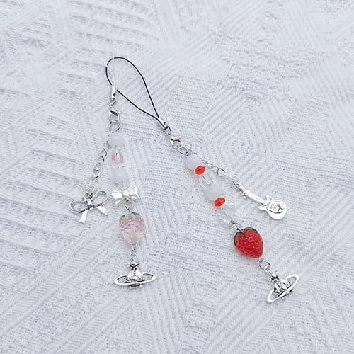 cioatu 1-4PCS Cute Phone Charms Aesthetic Y2K Cell Phone Charms Strap Pink Strawberry Butterfly Star PhoneCharm Y2K Accessories for Bag Keychain Airpods Camera Pendants Decor thumbnail 3