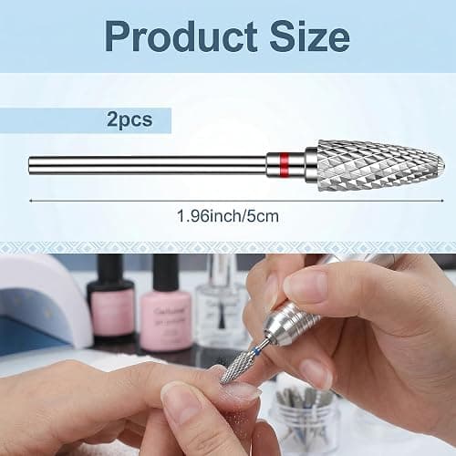 2 PCS 3/32" Carbide Nail Drill Bits Set, Professional Mini Mandrel Bit for Nails Drills Gel Removal Bit Nail Tech for Gel Polishing Cuticle Care and Nails Shaping thumbnail 2