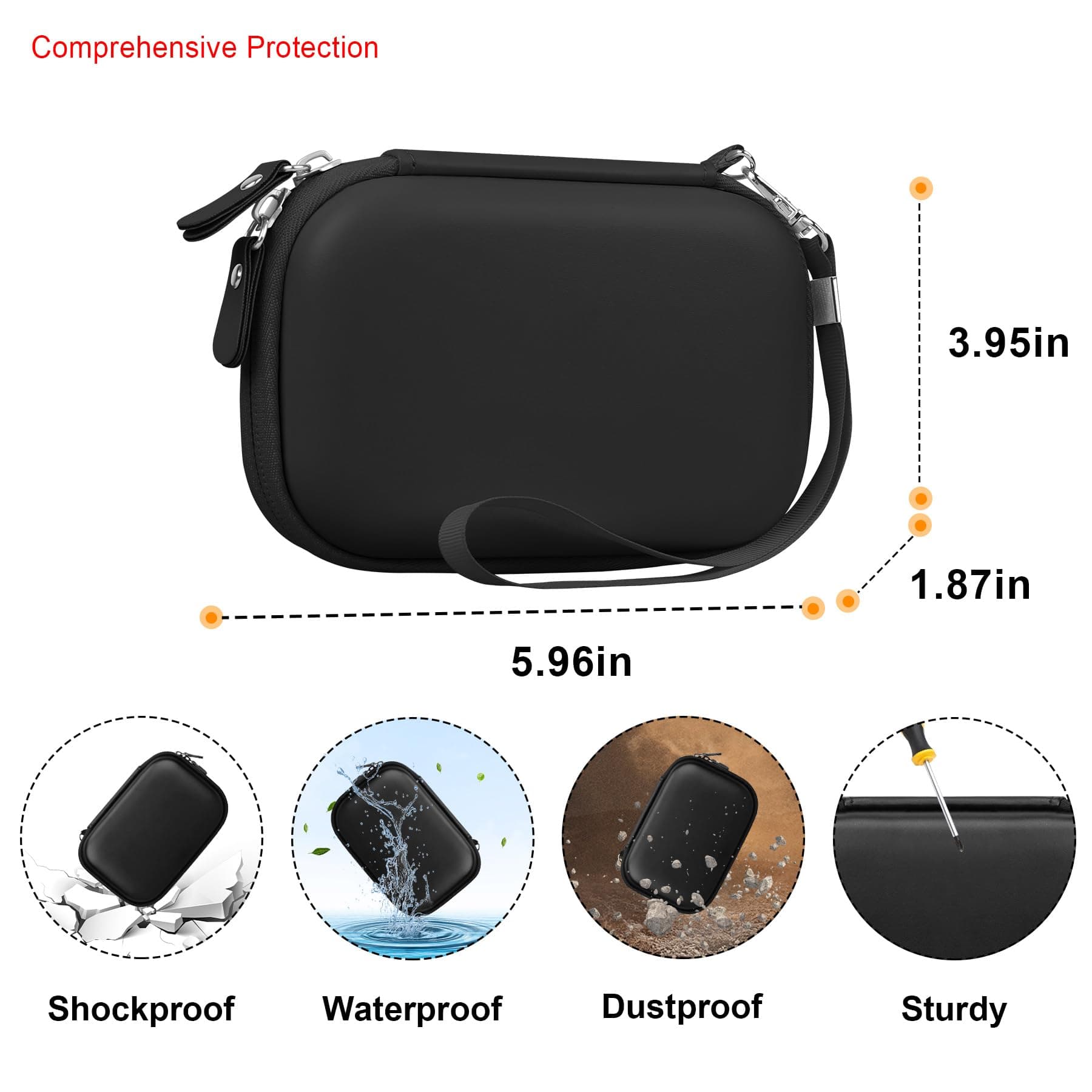 Elonbo Camera Carrying Case for Kodak PIXPRO FZ55 / FZ53 / FZ45 / FZ43 16MP Digital Camera, Vlogging Camera Storage Holder Trave Bag, Mesh Bag Fits Batteries, Cable, Memory Card, Card Reader, Black thumbnail 3