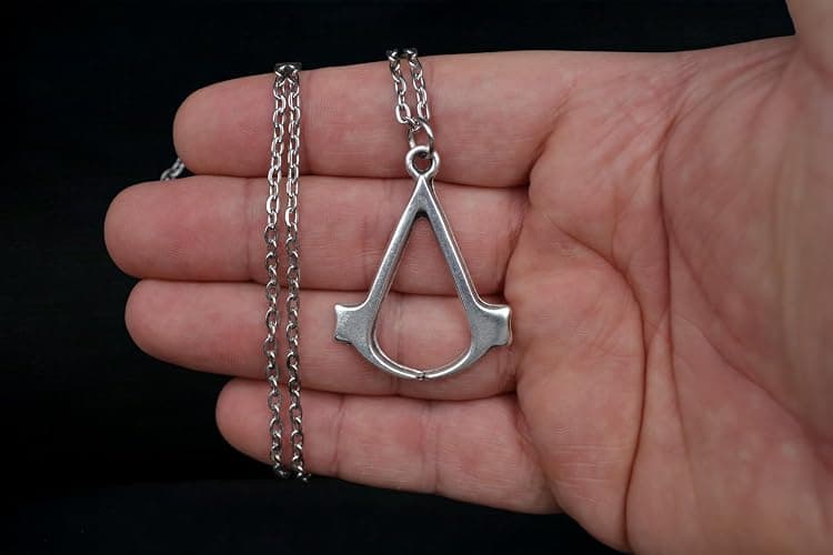 Assassin's Necklace - Silver-Plated Assassin Symbol Pendant - Gamer Necklace - Cosplay Jewelry for Fans of Brotherhood thumbnail 6