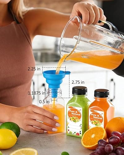 Exsmile 36 Pack 8oz Plastic Juice Bottles with Caps, Empty Reusable Bottles for Juicing Bevergae, Plus Labels & Funnel & Brush, Clear Juice Containers with Lids for Smoothies Ginger thumbnail 2