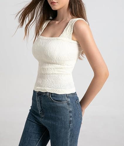 Square Neck Crop Tank Tops Slim Fit Crop Cami Tops thumbnail 5