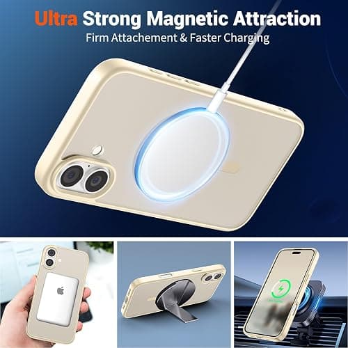 SUPFINE Magnetic for iPhone 16 Plus Case (Compatible with MagSafe) (Military Grade Drop Protection) Slim Translucent Matte Shockproof with Anti-Fingerprint Phone Case,Antique White thumbnail 5