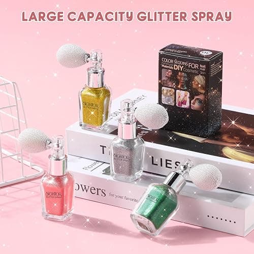 SIGHTOR Body Glitter Spray 30ML Shiny Spray for Body Hair Face Clothing | Sliver Body Shimmer Glitter Loose Sparkle Makeup for Body Highlighter thumbnail 7