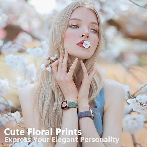 6 Pack Floral Engraved Bands Compatible with Apple Watch Strap 40mm 44mm 45mm 38mm 41mm 49mm 42mm Women, Soft Silicone Cute Flower Pattern Sport Band for iWatch Bands Ultra SE Series 9 8 7 6 5 4 3 2 1 thumbnail 2