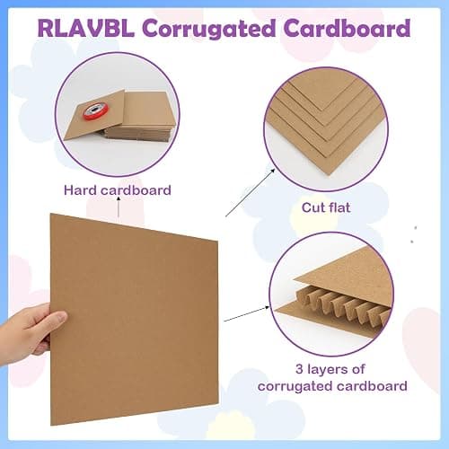 RLAVBL 50 Pack 12x12 Corrugated Cardboard Sheets, Flat Cardboard Inserts for Shipping, Mailing, Packing, DIY Crafts thumbnail 4