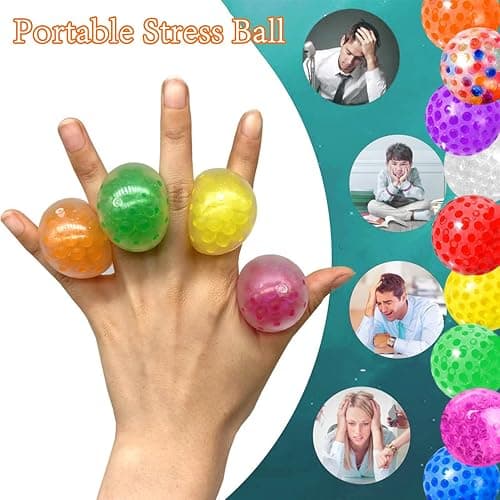 Hesitroad Stress Ball,2Pcs 3.5CM Colorful Fidget Ball,Funny Stretch TPR Anxiety Relief Decompression Squeeze Ball Sensory Squishes Fidget Toy Kids Teens Stress Relief Balls, Anti-Anxiety and Calm Dow thumbnail 3