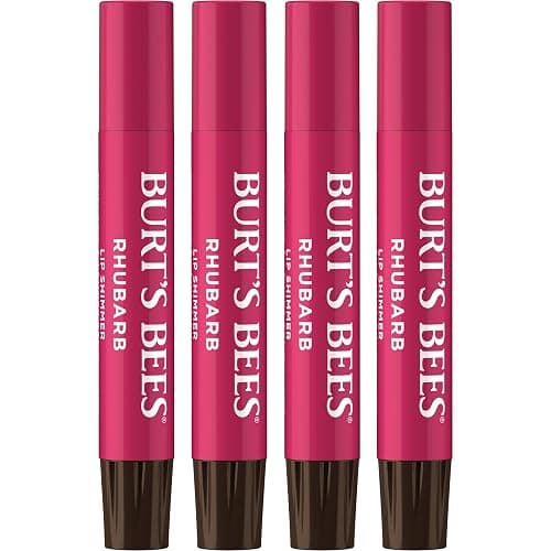 Burt's Bees Shimmer Lip Tint Set, Mothers Day Gifts, Tinted Lip Balm Stick, Moisturizing for All Day Hydration with Natural Origin Glowy Pigmented Finish & Buildable Color, Rhubarb (4-Pack) - Image 1