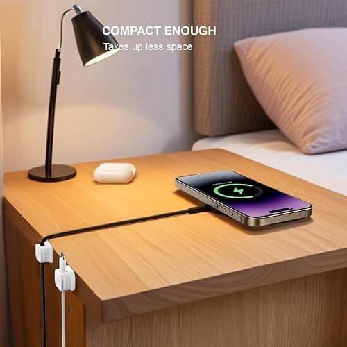 Picozon 6 Pack Magnetic Cable Clip Organizer Cord Holder, Picozon Adhesive Cable Management, Wire Phone USB Charger Cable Holder Keeper Organizer for Car, Office Home Desktop, Wall, Night Table thumbnail 5