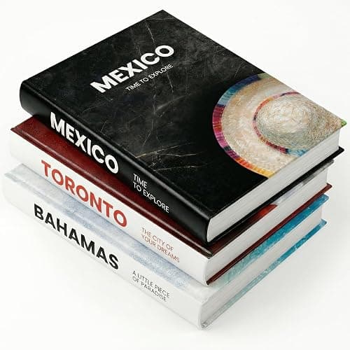 DJUNTU Decorative Books for Home Decor - Stacked Book Decorations for Living Room, Coffee or Console Table, Shelves - Faux Book Cover with 384 Blank Pages - Toronto, Mexico, Bahamas Designs - Set of 3 - Image 1