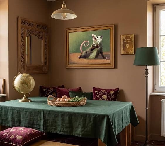 Gold Framed Funny Opossum Canvas Wall Art Humor Opossum Painting Picture Wall Decor Quirky Animal Poster Print Artwork for Living Room Bedroom Home Office Decroation 9x11in thumbnail 4