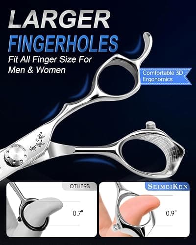 SEIMEIKEN Professional Hair Cutting Scissors 6" Japanese 440C Hair Scissors | Hair Cutting Shears for Men Women, Ultra-Sharp Smooth Cuts, with Combs, Haircut Scissors for Barbers, Home Stylists thumbnail 4