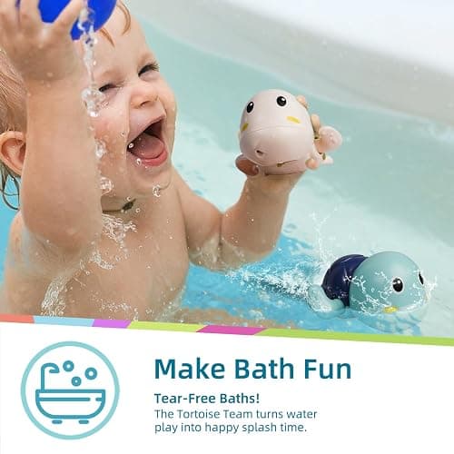 LiKee Bath Toys 3 Pack with 3 Colors | Cute Swimming Turtles Wind Up Toys for Baby Toddlers 1+ Years Old | Floating Bath & Pool Toys for Kids Age 1-3-5 | Baby Shower & Birthday Gift (Boys Girls) thumbnail 3