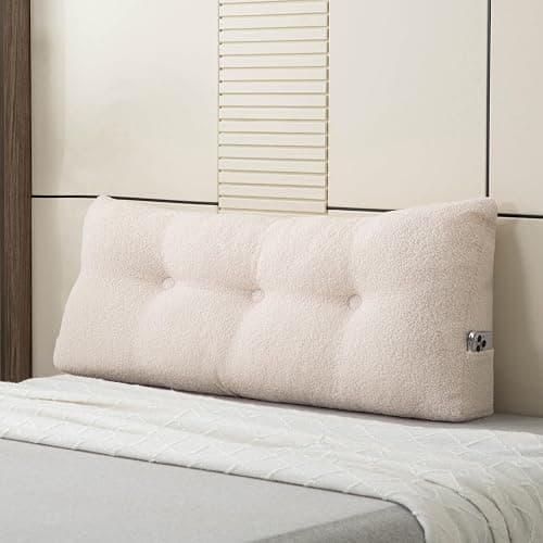 UUluhao Triangular Headboard Pillow Twin XL for College Dorm Headboard Bed Wedge Pillows Bolster Cushion Bed Bolster Triangular Backrest for Reading Resting Cream White,39 * 4.7 * 15.7in - Image 1