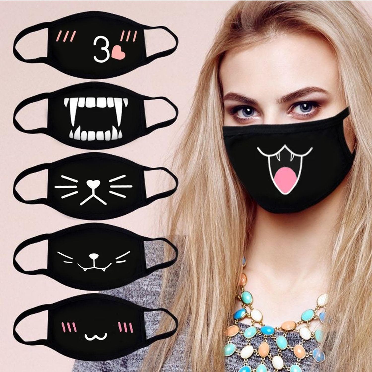 Contains 6 Beautiful Masks, Anti-Topolvo Masks, Creative Pattern Masks, Protective Masks, Cartoon Masks, Reusable Masks thumbnail 4