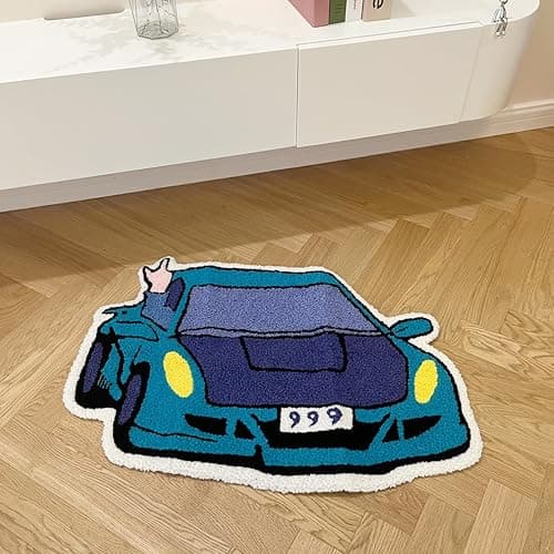 LAKEA Enthusiast Racing Car Shaped Tufting Rug Boy Living Room Bedroom Decor Carpet Embroidered Non-Slip Floor Mat Doormat Home Decor (29.5X19.7inch (75X50cm)) thumbnail 3