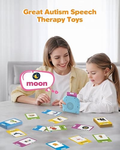 Airbition Talking Flash Cards for Toddlers 1 2 3 4 Year Olds, Montessori Language Learning with 224 Words, Pocket Speech Therapy Tools, and Speech Development Educational Playthings for Children thumbnail 4