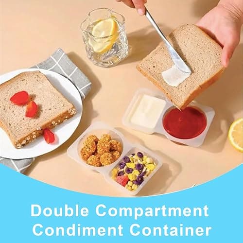 Pure Future 20-Pack Reusable Snack Containers with Lids, 2-Compartment Snackle Box Container for Meal Prep, Portion Control Snack Pack for Office, Travel & Gym, Microwave Safe (40 Pcs) thumbnail 4