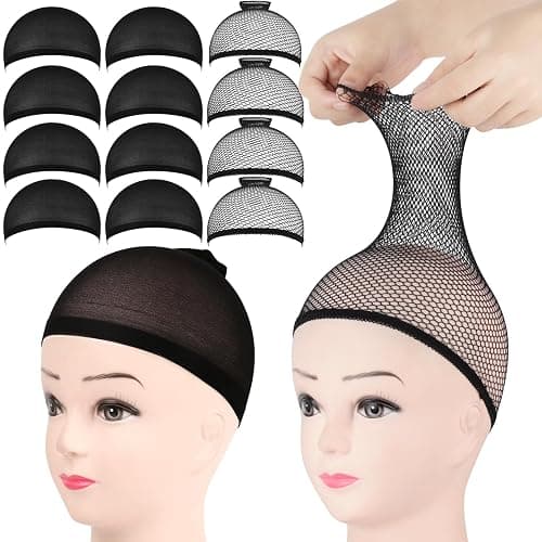 FANDAMEI 12PCS Wig Cap, Black Wig Cap, Wig Caps For Women, Hair Net For Wig | Stretchy Nylon Wig Cap, 8 PCS Closed-ended Wig Caps, 4 PCS Open-ended Mesh Wig Cap, Stocking Caps For Wigs, Stocking Cap - Image 1